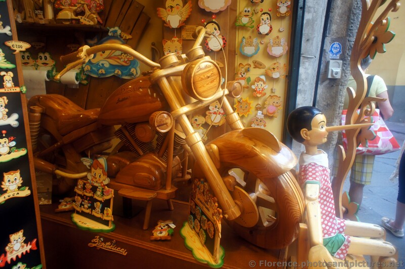 Wooden Motorcycle & Pinocchio at Bartolucci Florence.jpg