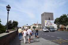Gray Tower of Piaza Piave near Tour Bus Drop Off Area in Florence.jpg