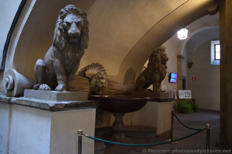 Twin Lion Sculptures Flank a Fountain of Palazzo Vecchio Second Courtyard.jpg